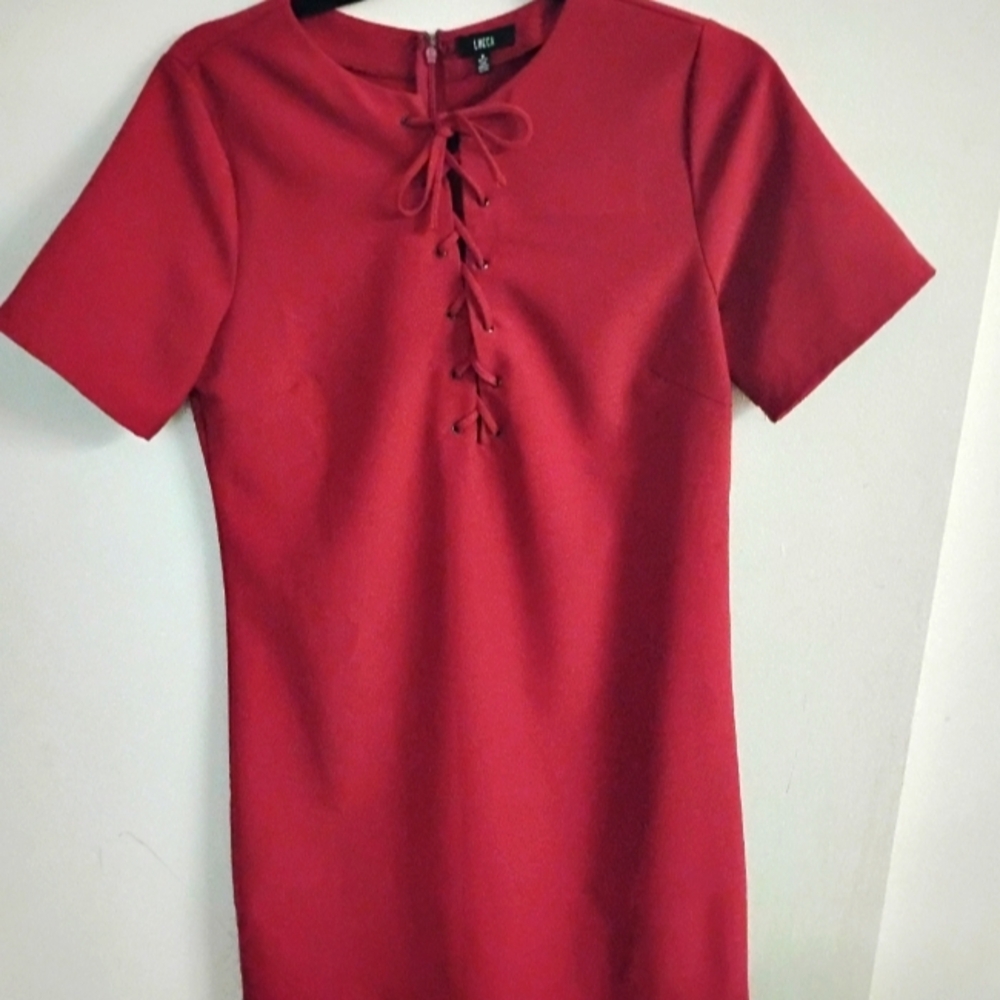 Red front lace dress By Luca